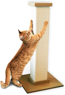 SmartCat Ultimate Scratching Post  Beige, Large 32 Inch Tower - Sisal Fiber, Simple Design - For All Cats