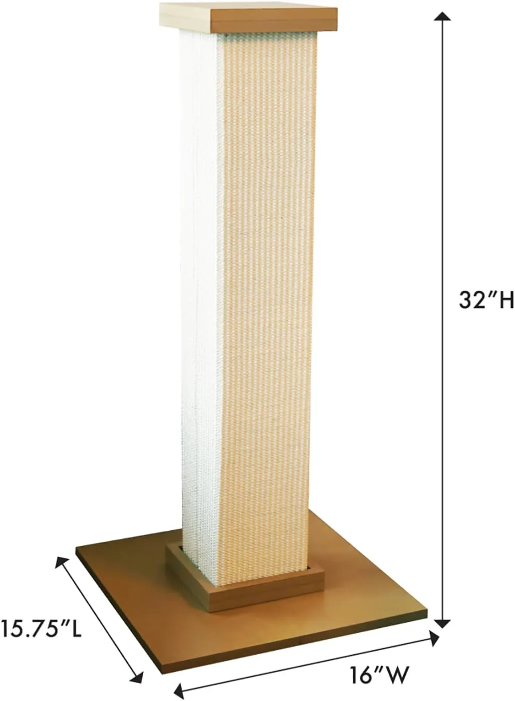 SmartCat Ultimate Scratching Post  Beige, Large 32 Inch Tower - Sisal Fiber, Simple Design - For All Cats