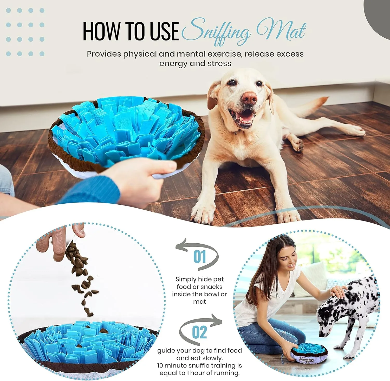 Snuffle Mat for Dogs Small and Large Breed  Interactive Feed Game/Cat Dog Puzzle Toy That Helps with Stress Relief, Foraging Skills, Brain Stimulation and Boredom Dog Enrichment Toys