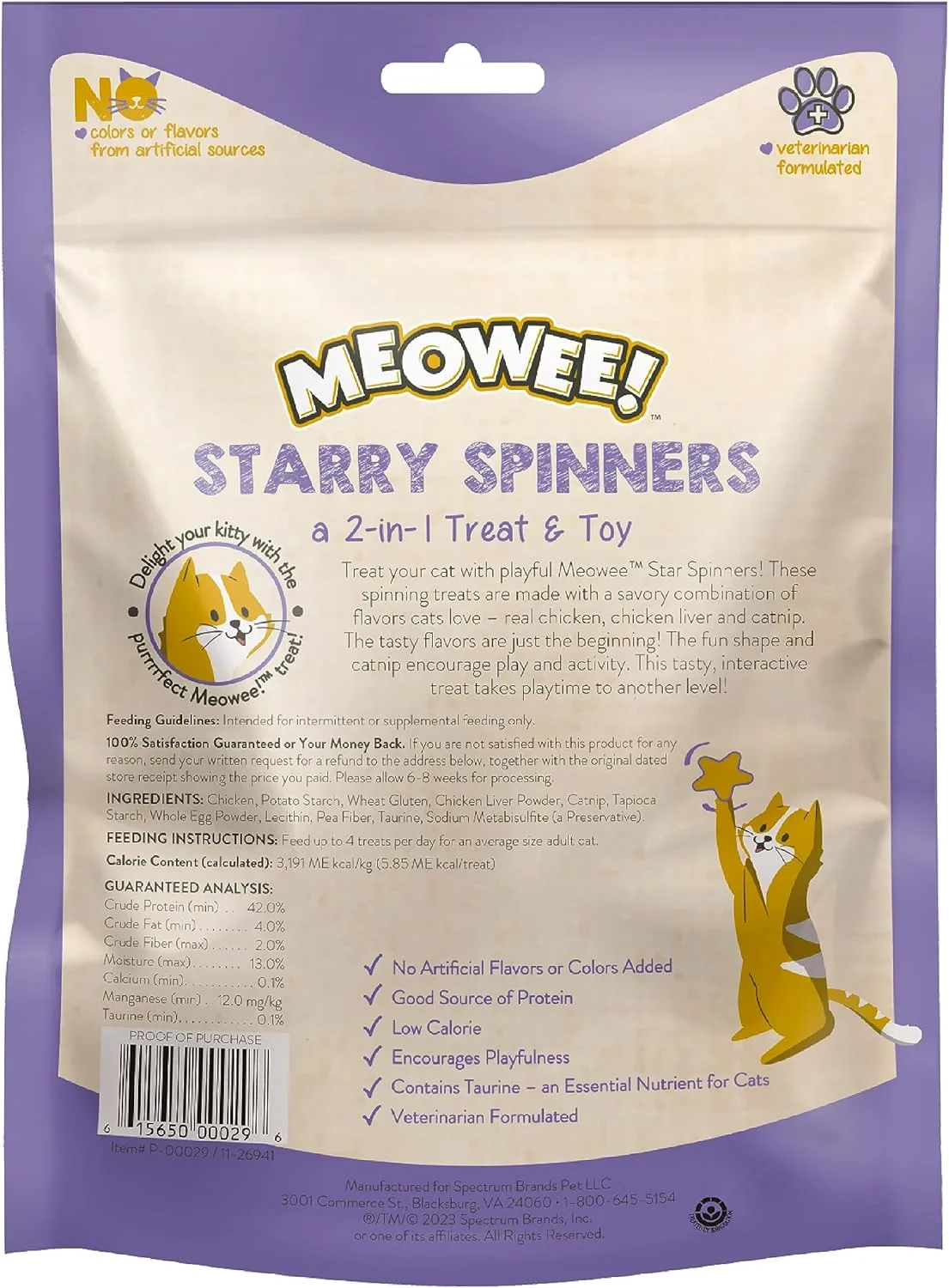 Starry Spinners Cat Treat, 2.8 Ounce, 2-in-1 Treat & Toy Made with Real Chicken, Chicken Liver & Catnip, Encourages Playfulness & Low Calorie