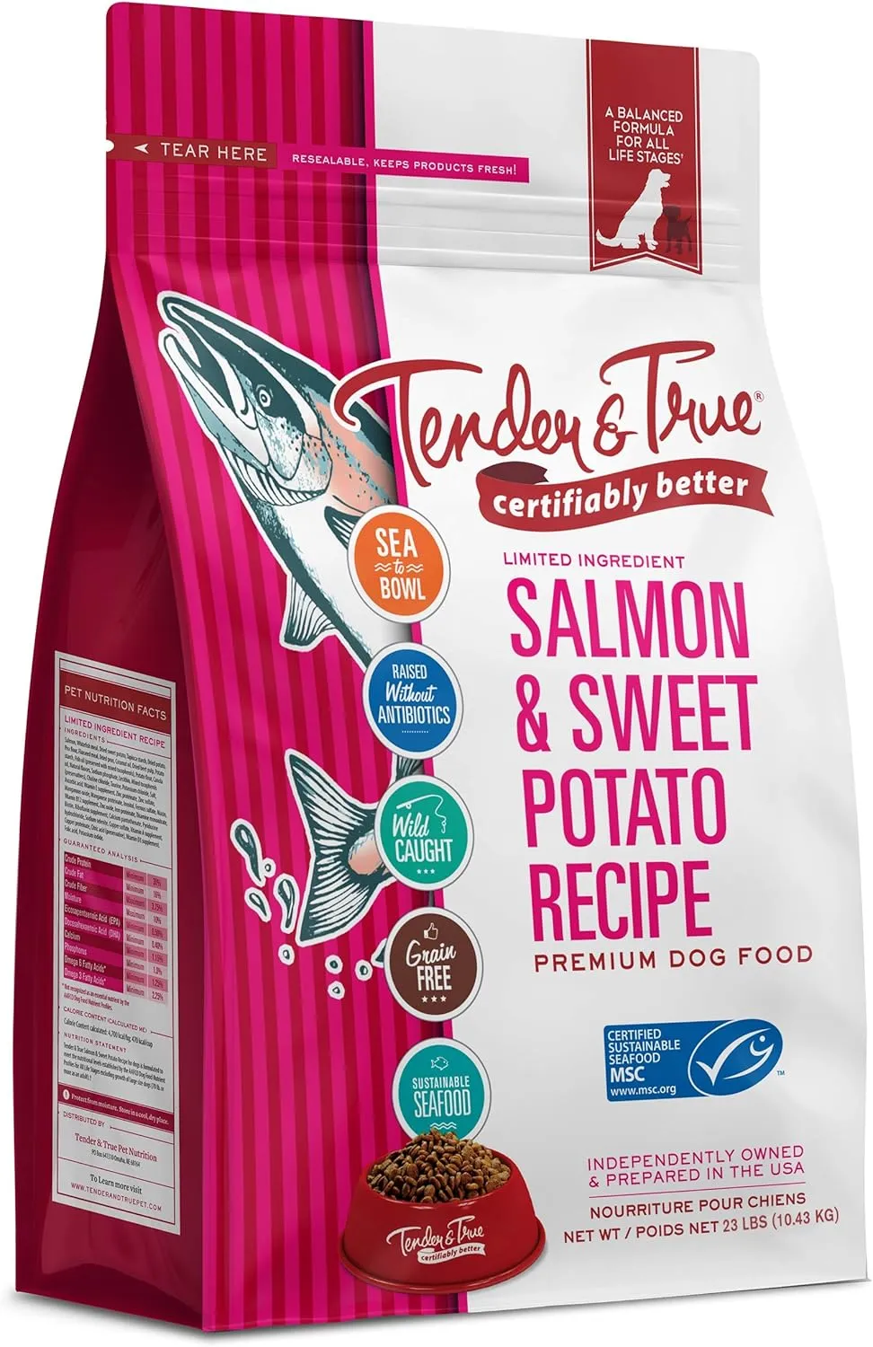 Tender & True Salmon & Sweet Potato Recipe Dog Food, 23 lb.