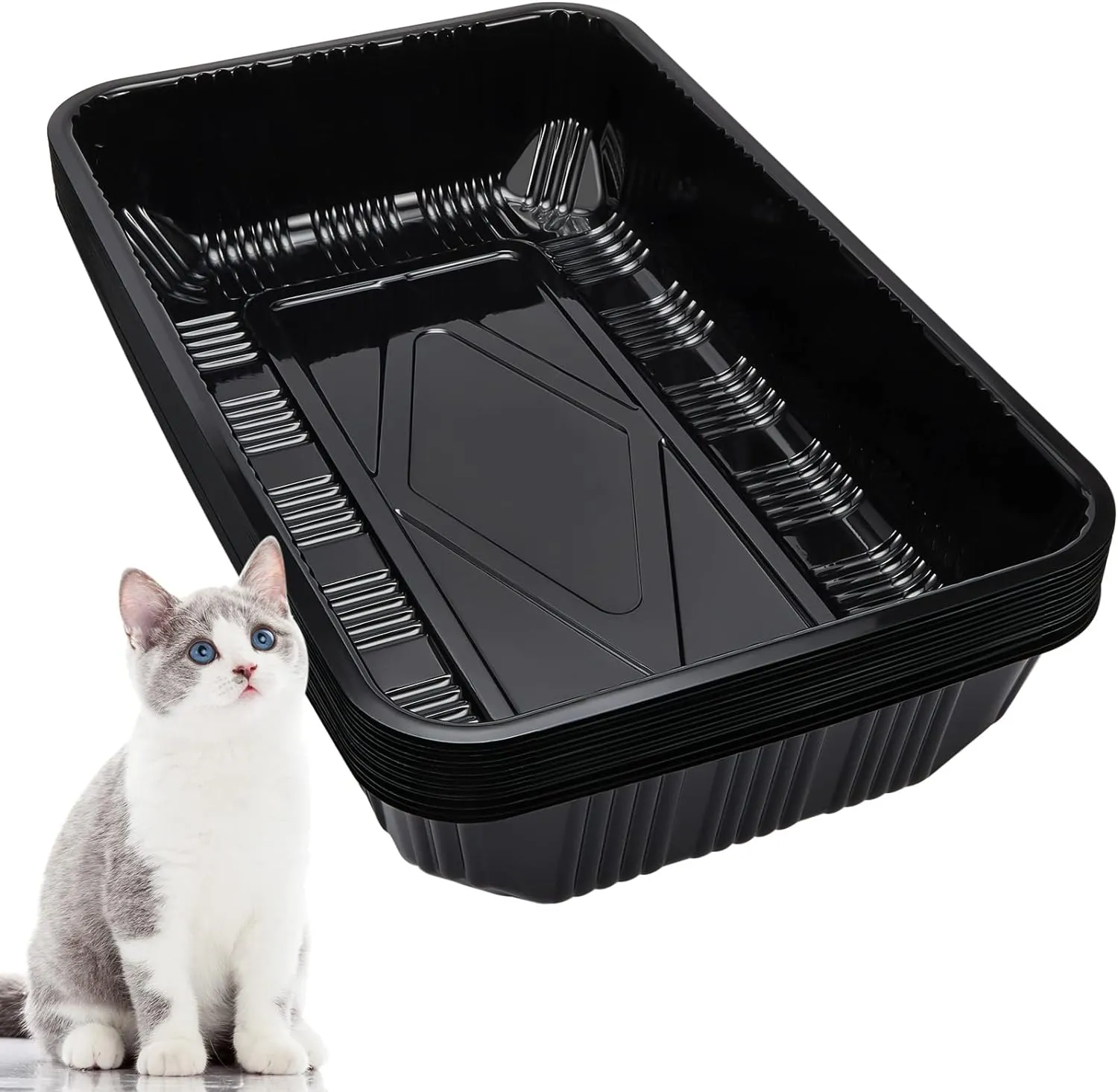 Tessco 15 Pcs Disposable Litter Box for Cats Kitty Disposable Paper Litter Box Trays Portable Cardboard for Small Pets Animals, Guinea Pig, Bunny Cage Liner Home Outdoor Travel, 16.7 x 10.5 x 3.4 Inch