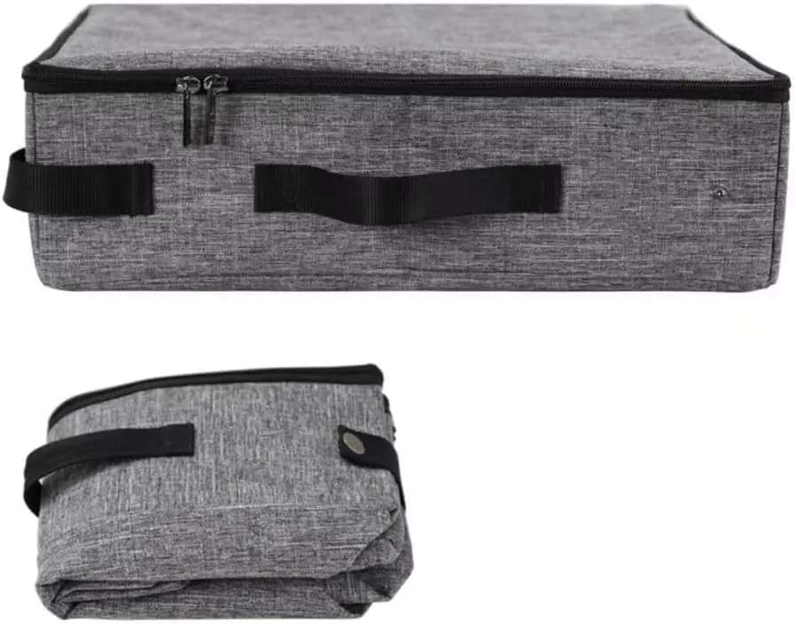 Travel Cat Litter Box with Lid and Handle Portable - Foldable Waterproof Travel Litter Box for Cats, Soft Standard Portable Collapsible Litter Carrier (with Lid, Grey)