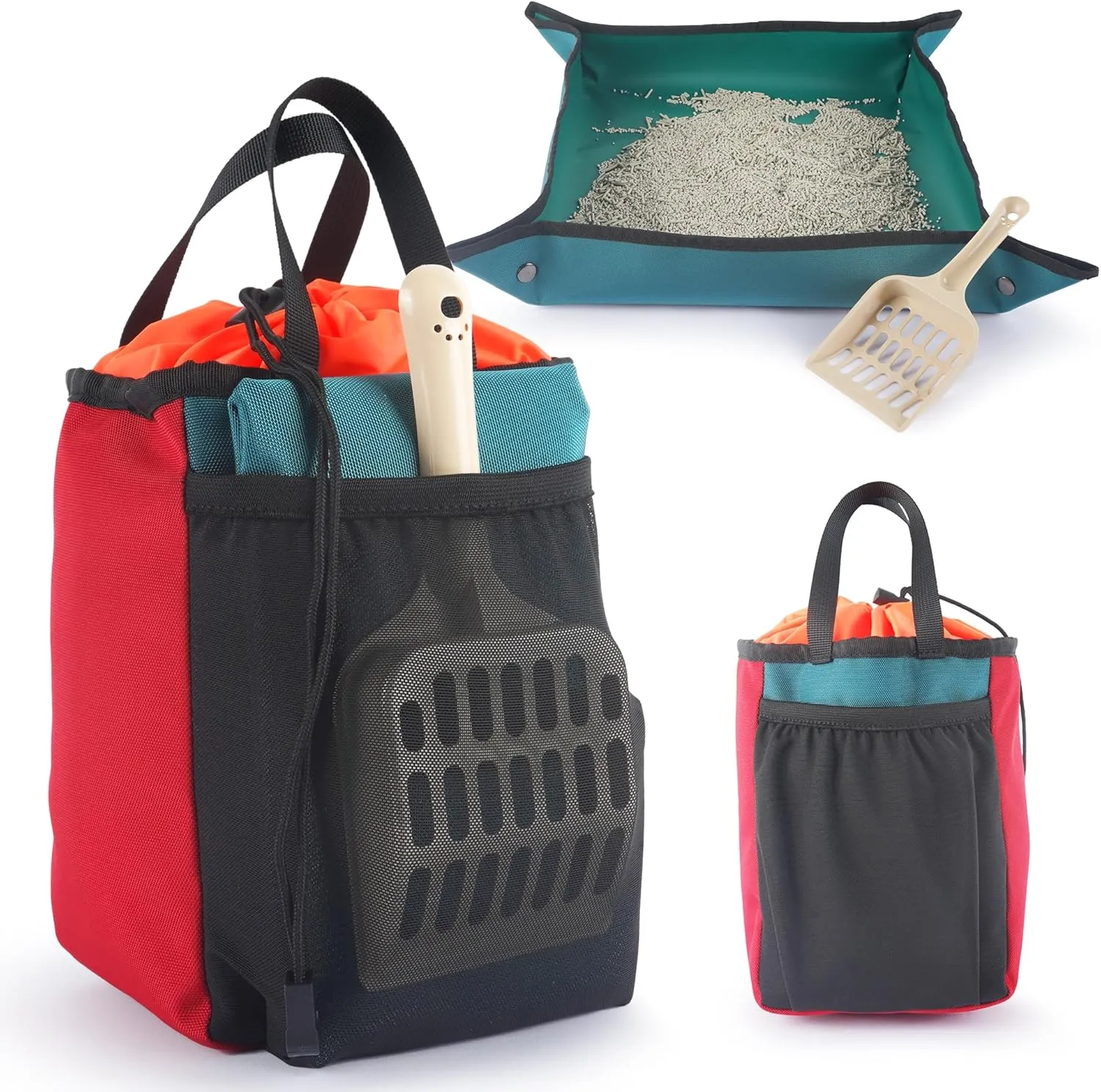 Travel Litter Box Kit for Cats (3in1) by OutdoorBengal  1 Litter Tray   1 Litter Bag   1 Small Scooper (Leak-Proof & Odor-Resistant, Portable & Collapsible) Ideal for Car, Plane, Camping & Hotels