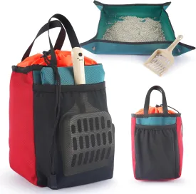 Travel Litter Box Kit for Cats (3in1) by OutdoorBengal  1 Litter Tray   1 Litter Bag   1 Small Scooper (Leak-Proof & Odor-Resistant, Portable & Collapsible) Ideal for Car, Plane, Camping & Hotels