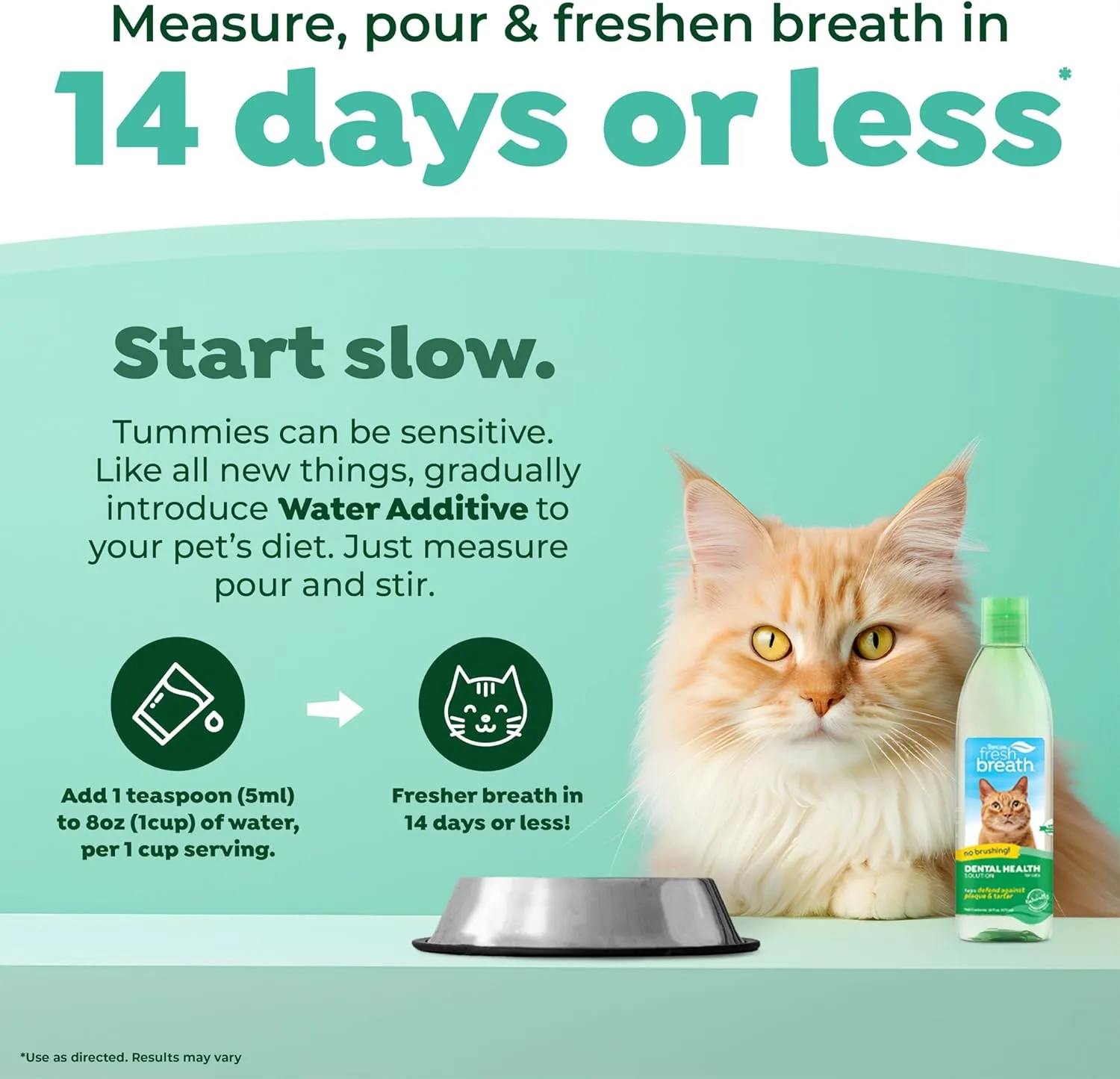 TropiClean Fresh Breath for Cats | Cat Dental Care and Teeth Cleaning | Breath Freshener | Water Additive for Cats | Made in the USA | 16 oz.