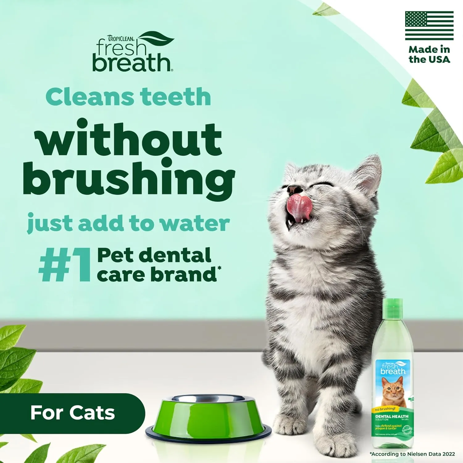 TropiClean Fresh Breath for Cats | Cat Dental Care and Teeth Cleaning | Breath Freshener | Water Additive for Cats | Made in the USA | 16 oz.