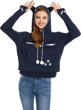 Unisex Big Pouch Hoodie Long Sleeve Pet Cat Dog Holder Carrier Sweatshirt