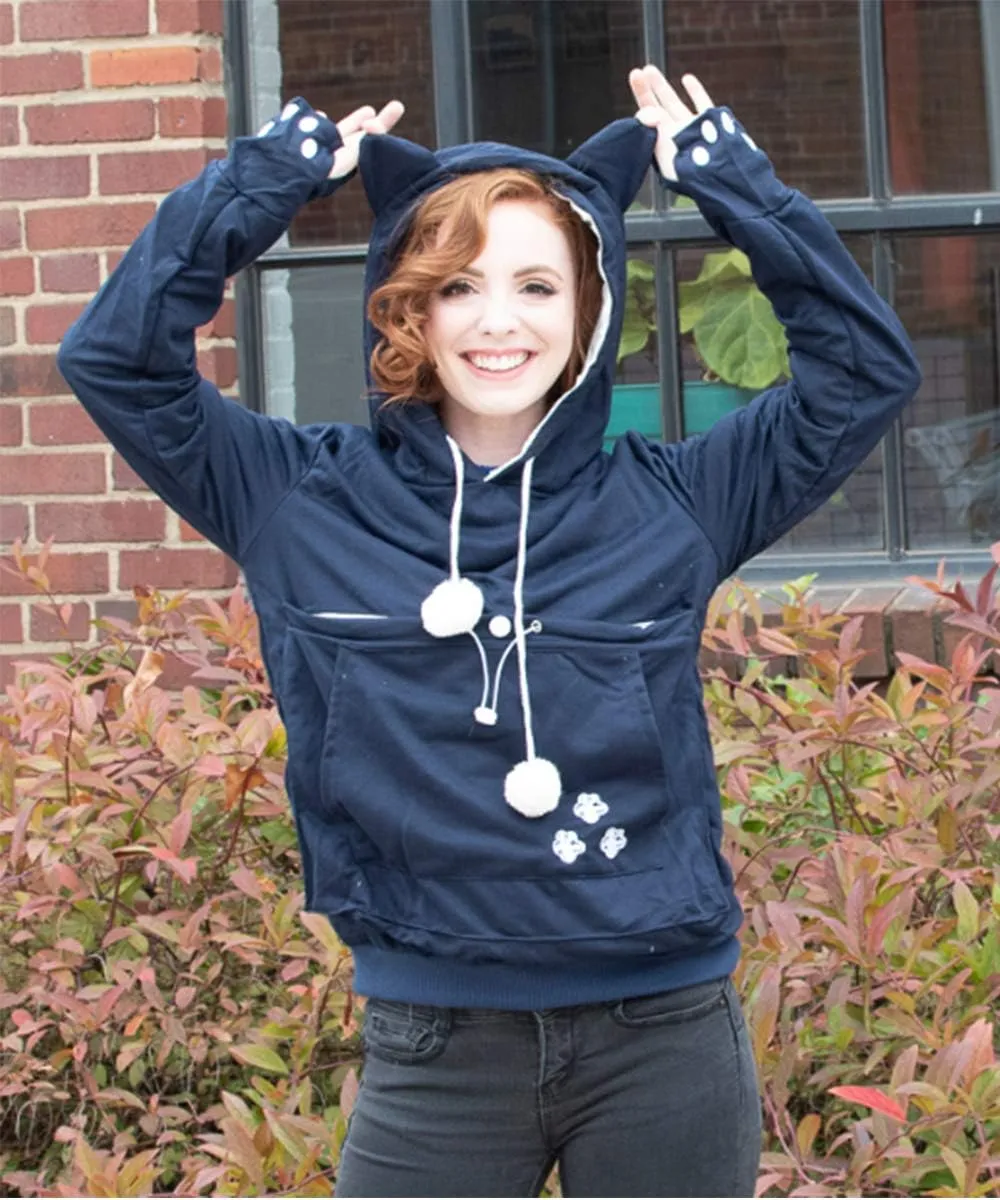 Unisex Big Pouch Hoodie Long Sleeve Pet Cat Dog Holder Carrier Sweatshirt
