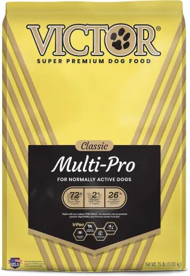Victor Super Premium Multi-Pro Dry Dog Food Gluten Free with Beef, Chicken and Pork Protein for Normally Active Dogs All Breeds and Life Stages, 15 lb