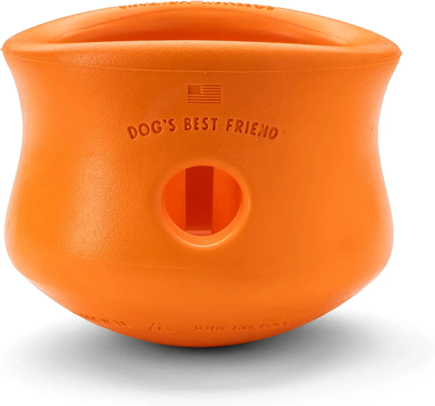 West Paw Zogoflex Toppl Treat Dispensing Dog Toy Puzzle  Interactive Chew Toys for Dogs  Dog Toy for Moderate Chewers, Fetch, Catch  Holds Kibble, Treats, Large 4", Tangerine
