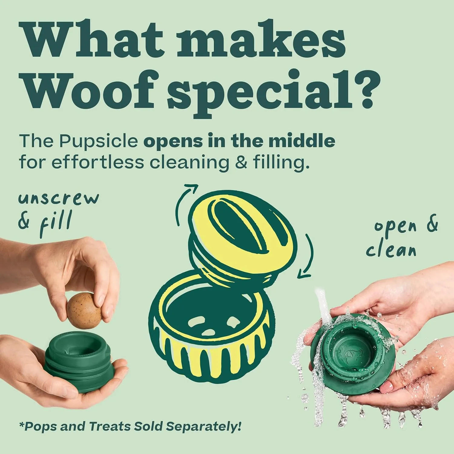 WOOF Pupsicle - Long-Lasting Interactive Dog Toy to Keep Your Pup Distracted - Safe for Dogs - Low-Mess Design - Dog Toys for Large Dogs 25-75 lbs