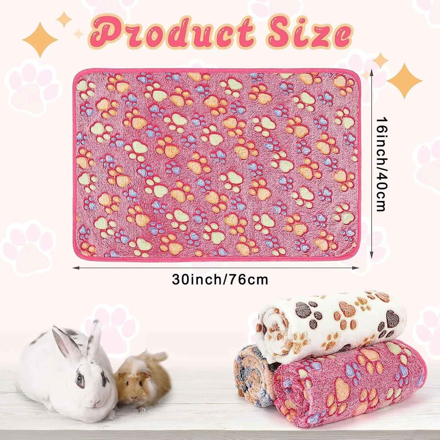 YUEPET Waterproof Guinea Pig Blankets Washable 3 Pack Small Animal Fleece Cage Liners Pet Soft Sleep Mat Pad Cover Warm Flannel Throw for Hamster Guinea Pig Rabbit Chinchilla Hedgehog Ferret 30"16"