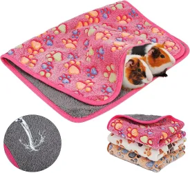 YUEPET Waterproof Guinea Pig Blankets Washable 3 Pack Small Animal Fleece Cage Liners Pet Soft Sleep Mat Pad Cover Warm Flannel Throw for Hamster Guinea Pig Rabbit Chinchilla Hedgehog Ferret 30"16"