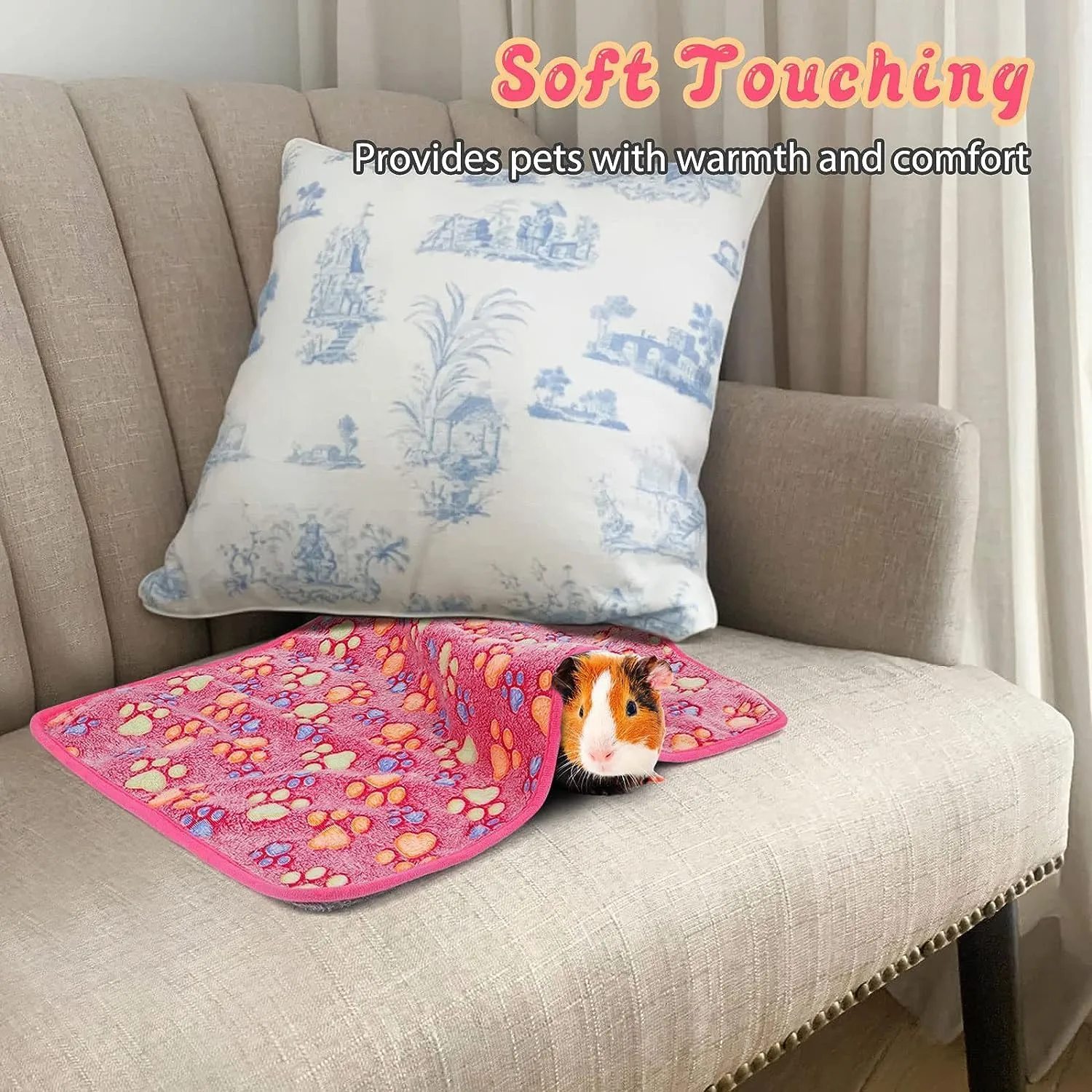 YUEPET Waterproof Guinea Pig Blankets Washable 3 Pack Small Animal Fleece Cage Liners Pet Soft Sleep Mat Pad Cover Warm Flannel Throw for Hamster Guinea Pig Rabbit Chinchilla Hedgehog Ferret 30"16"