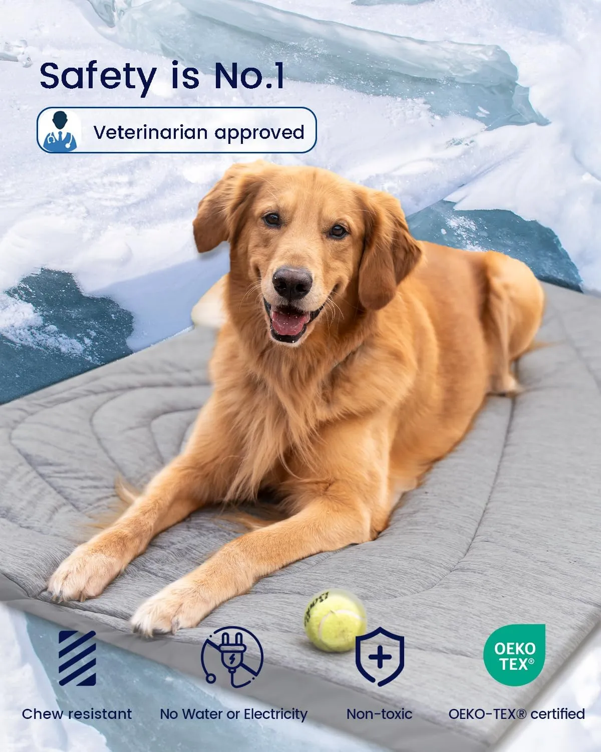 ZonLi Dog Cooling Mat, 40" x 27" Medium, Cooling Pad Waterproof, Pet Cool Mats for Dogs and Cats use in Crate, Tunk, Camping, Outdoors, Portable, Machine Washable, Durable, Pebble Gray